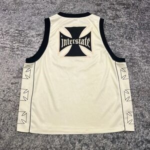 Vintage Y2K‎ Interstate Tank Top Jersey Basketball Mens Large White Black Skater